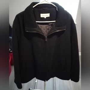 CALVIN Klein XL Black And Grey Wool Bomber Jacket